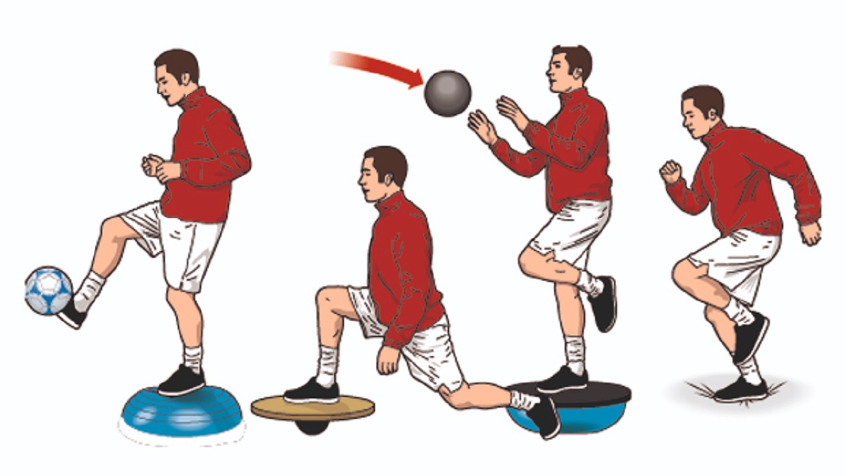 Player performing balance and stability training exercises