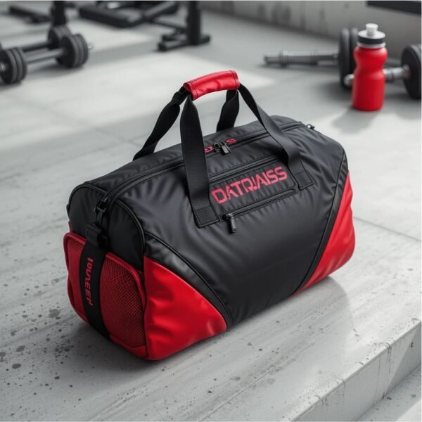 Sleek Black & Red Gym Bag – Built for Power and Performance