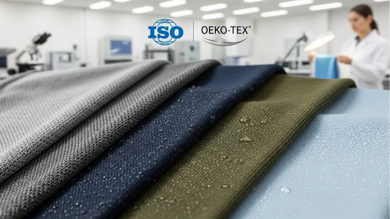 High-quality sportswear materials with certifications for quality and compliance.