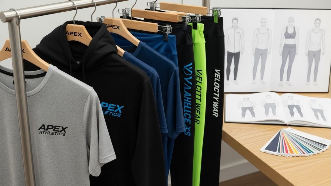 “Custom private label sportswear with logos, designs, and fabrics for B2B brands.”