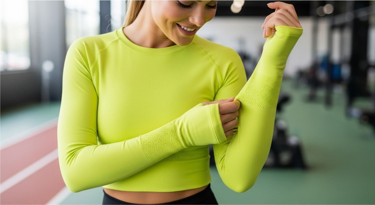 Athlete wearing premium sportswear showing soft fabric and high-quality first impression.