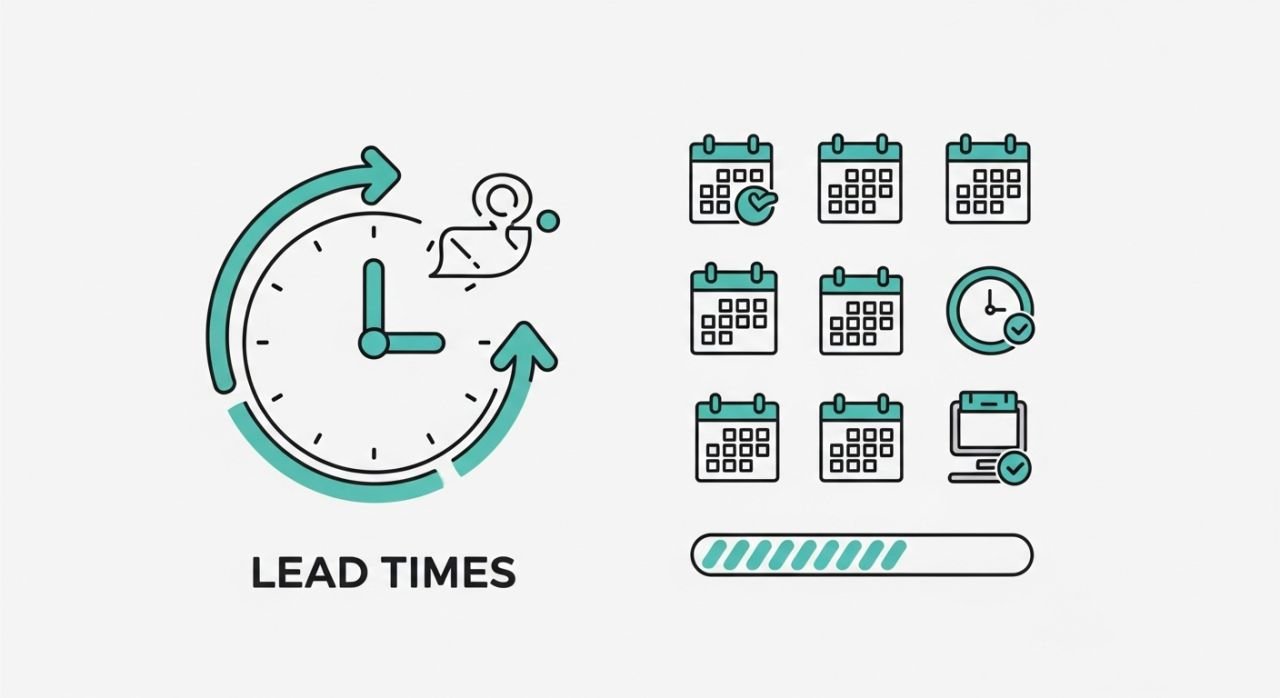 Illustration showing challenges in sustainable sportswear manufacturing including cost, lead times, and MOQs.