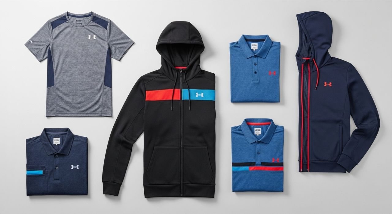 “Sportswear garments showing recommended branding methods for each type.”