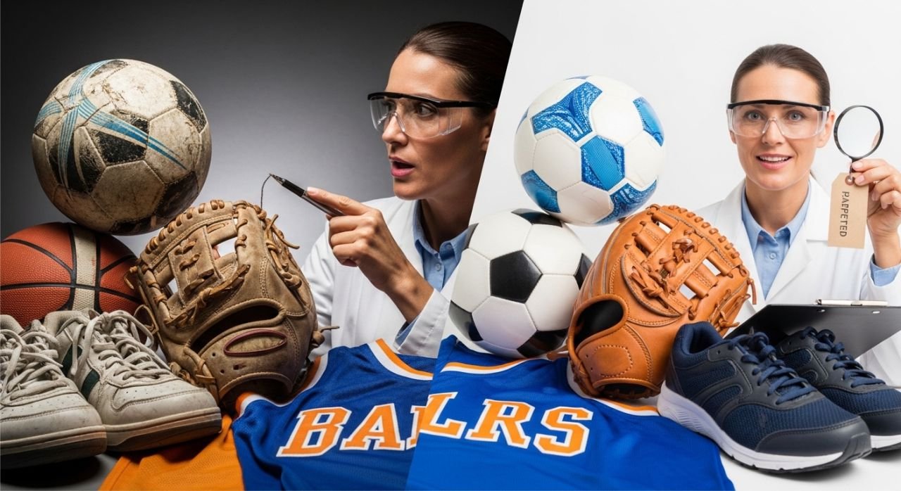 Comparison of common quality issues in sports gear and corrected high-quality products.
